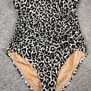 Leopard Swimsuit women’s J. crew one price strapless bathing suit M like new